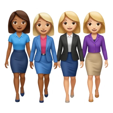 6 women interviewee walking in front of the interviewer sticker
