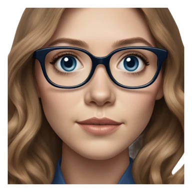 Hyper Realistic Elizabeth Olsen brunette blue eyes wearing glasses  sticker