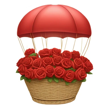 red hot air balloon and beige basket with roses sticker