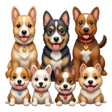 1 german shephard, 1 bulldog, 1 poodle, 1 husky, 1 dachshund sticker