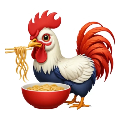 rooster eating noodle sticker