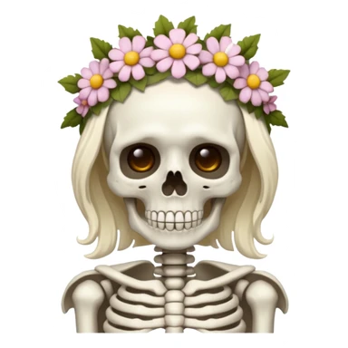 skeleton with flower crown sticker