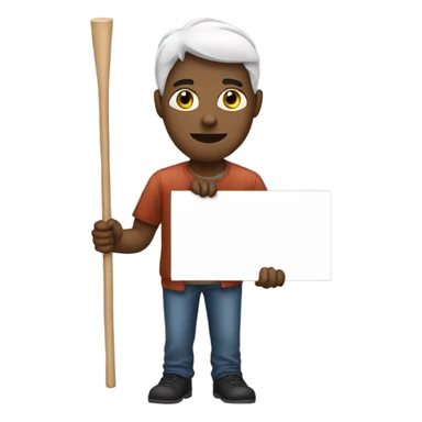 white man holding placard on stick sticker