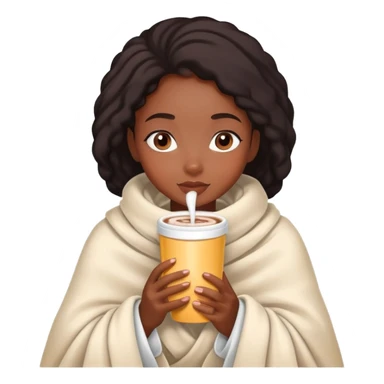 A black pretty girl covers with a blanket on her drinking hot cocoa  sticker