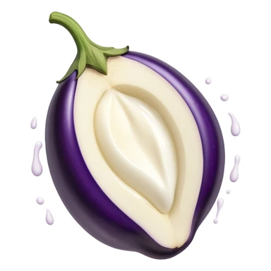 Aubergine into half peach splashing milk sticker