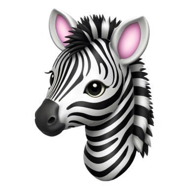 Cinematic Cute Zebra Portrait Emoji, Head tilted playfully and inquisitively, featuring a glossy, intricately striped Fur of black and white with round, sparkling eyes filled with curious wonder, Simplified yet irresistibly adorable features, highly detailed, glowing with a warm, friendly glow, high shine, affectionate and spirited, stylized with a touch of savannah whimsy, bright and endearing, soft glowing outline, capturing the essence of a mischievous yet loving zebra, so playful it feels like it could prance out of the screen and into your arms! sticker