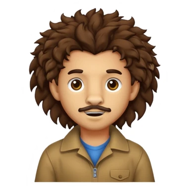 Make a cute boy lion with curly dark brown hair with a disconnected goatee and medium skin sticker