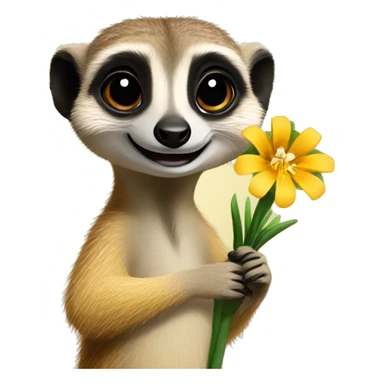 A Meerkat holding a Lillie flower sticker