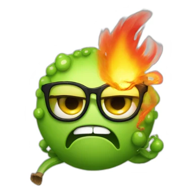 fire breathing angry wasabi with glasses sticker