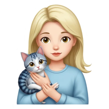 A pretty girl holding a mackerell cat breed on her arms with such a love and care  sticker