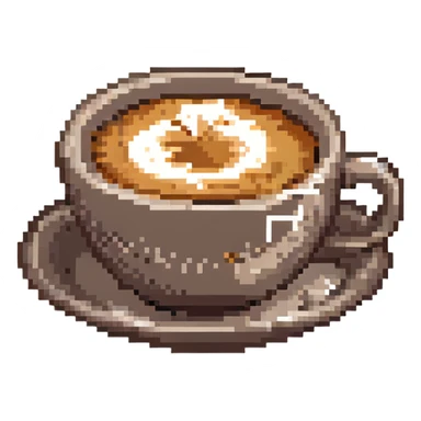 pixel art cappuccino in a cup sticker