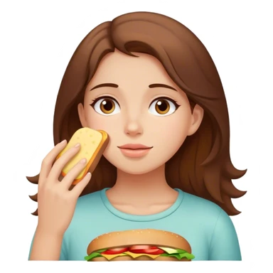 Girl with brown hair dreaming about sandwich sticker