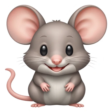 Crea un emoji de un ratón muy adorable riéndose  sticker