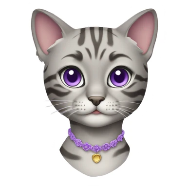Beautiful grey bengal girl cat with lilac collar sticker