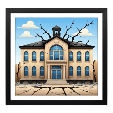 A broken/abandoned school with cracks and dust  with no back ground sticker