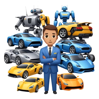 Branden Condy surrounded by robots and super cars  sticker