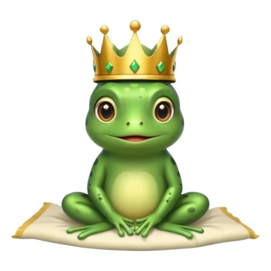 cute little frog with crown on head sitting on bed sticker