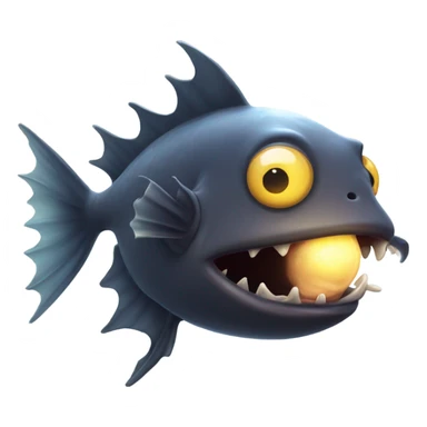 Anglerfish with glowing lure, sharp teeth, and big eyes. sticker