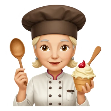 Old femaleChef trying multiple scoops of gelato sticker