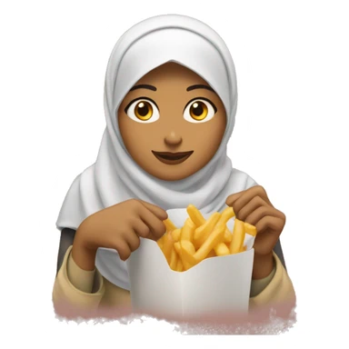 hijabi girl eating mcdonalds fries  sticker