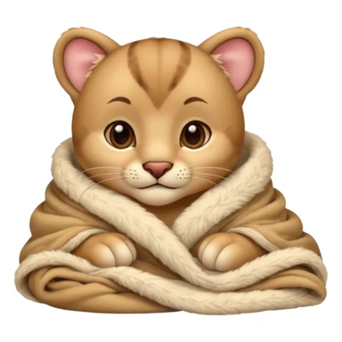 Cozy cougar cub in blanket sticker