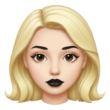 woman with black colored lips sticker