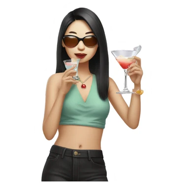 Cool Pretty Asian cool drinking martini sticker