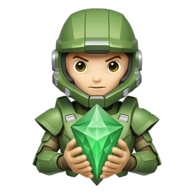 master chief holding a green mystic hollow triangle sticker