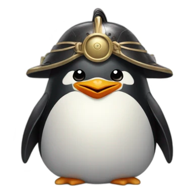 penguin with face wearing samurai helmet with big horns sticker