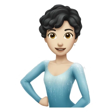 ice skater with black hair and pale skin skating trough the ice sticker