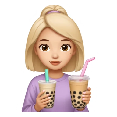 Una chica haciéndose la skincare y tomándose un boba tea  sticker