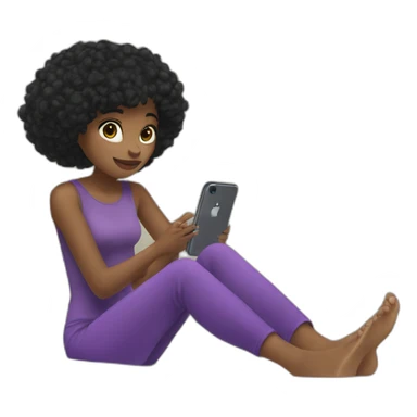 Black haired girl sitting with legs crossed in mirror selfie sticker
