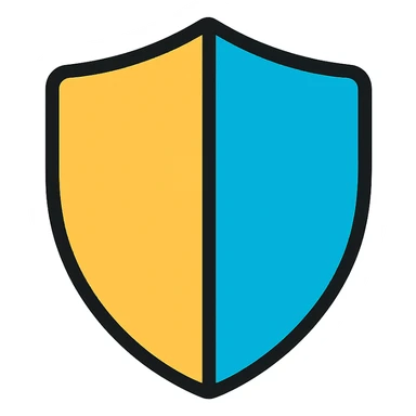 shield icon, lineal color icon with black outlines, slightly rounded edges, no text sticker