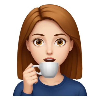 Woman drinking coffee and The edges of the eyes are wide open. sticker