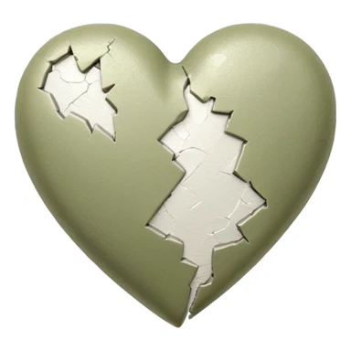 Pale olive broken heart with sparkling white plaster sticker