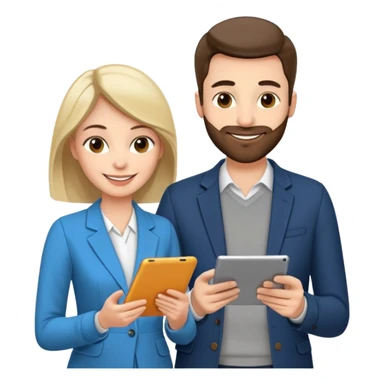 casually dressed stylish husband and wife in their 30ss avatars reviewing their finances together  sticker