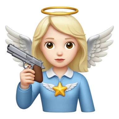 Emoji de ángel con pistola sticker