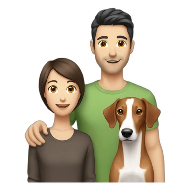 Human white dark hair and brown straight hair gay couple with a podenco sticker