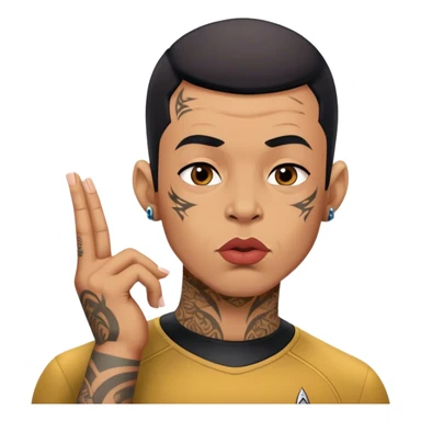 Star Trek guy with tattoos blowing a kiss sticker