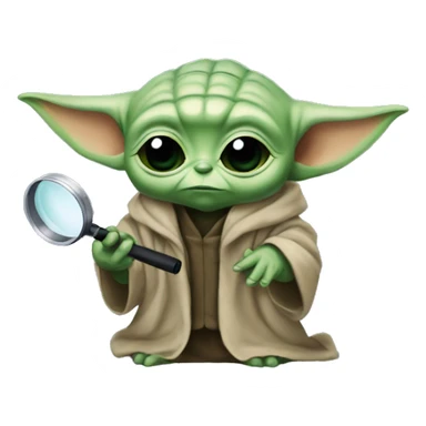 baby yoda with a detective magnifying glass sticker