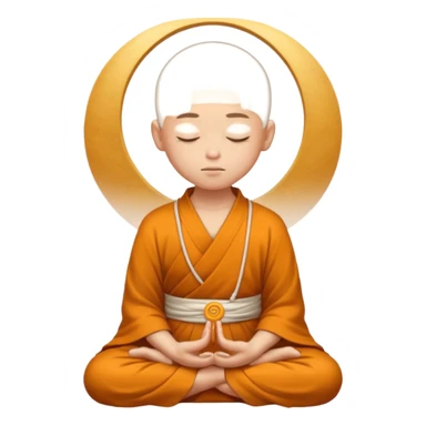 content face typing, eyes closed in a meditative, zen state, monk dress sticker