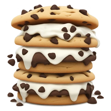 ice cream cookie sandwich.  two chocolate chip cookies, with thick vanilla ice cream inbetween, covered in chocolate chips sticker