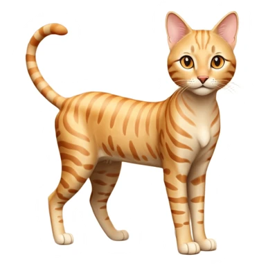 A 3D cartoon golden tabby Savannah cat with elegant long legs, gentle stripes, dynamic pose, cinematic Memoji-style lighting. full body or half body. sticker