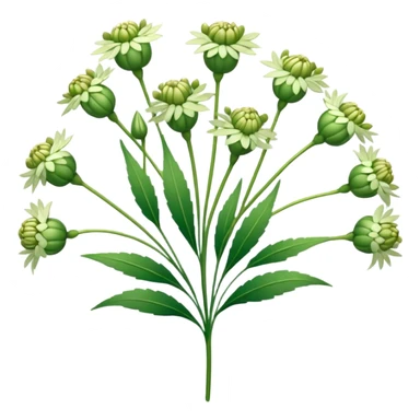 Airy and minimal, green stems with fine stems spreading outward and clustered seeds creating a lace-like texture. sticker