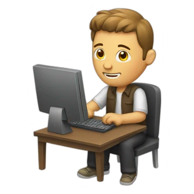 man with computer  sticker