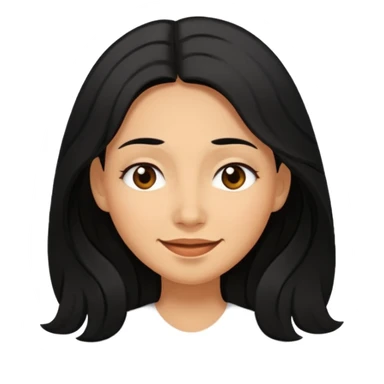 a happy woman smile, sleepy eyes with long black hair sticker