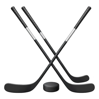 two hockey sticks crossing and a puck like the original apple hockey stick emoji sticker