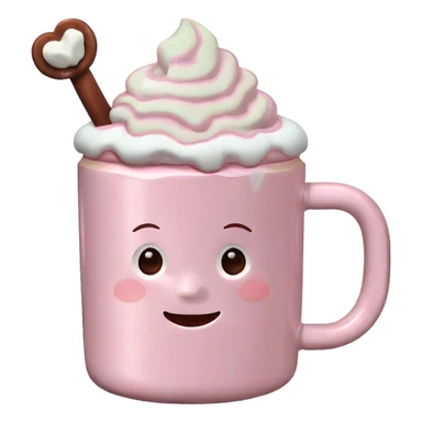 Light Pink mug of hot chocolate with marshmallows  sticker