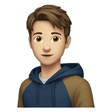 13 Year old kid with brown hair with navy-ish blue hoodie and dark blue pants sticker