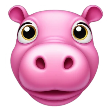 cute pink hippo looking surprised with big eyes sticker